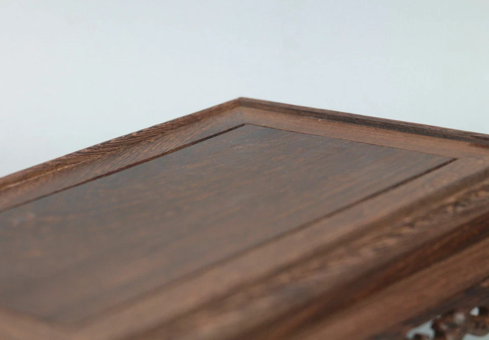 Wooden stand brown ji-chi wood rectangle curio display base for vase figure potQ - Image 4 of 4