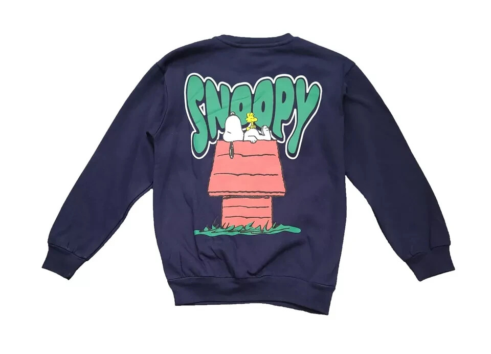 Peanuts EMBROIDERED Snoopy Charlie Brown & Gang Navy Graphic XL Jr
