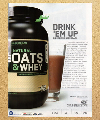 Natural Oats & Whey Drinkable Oatmeal Shake Magazine Print Ads Ephemera Art 2009