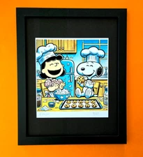 AIDAN FLUX | Hand Signed Original Print Framed LtdED of 69 COA SNOOPY BAKING
