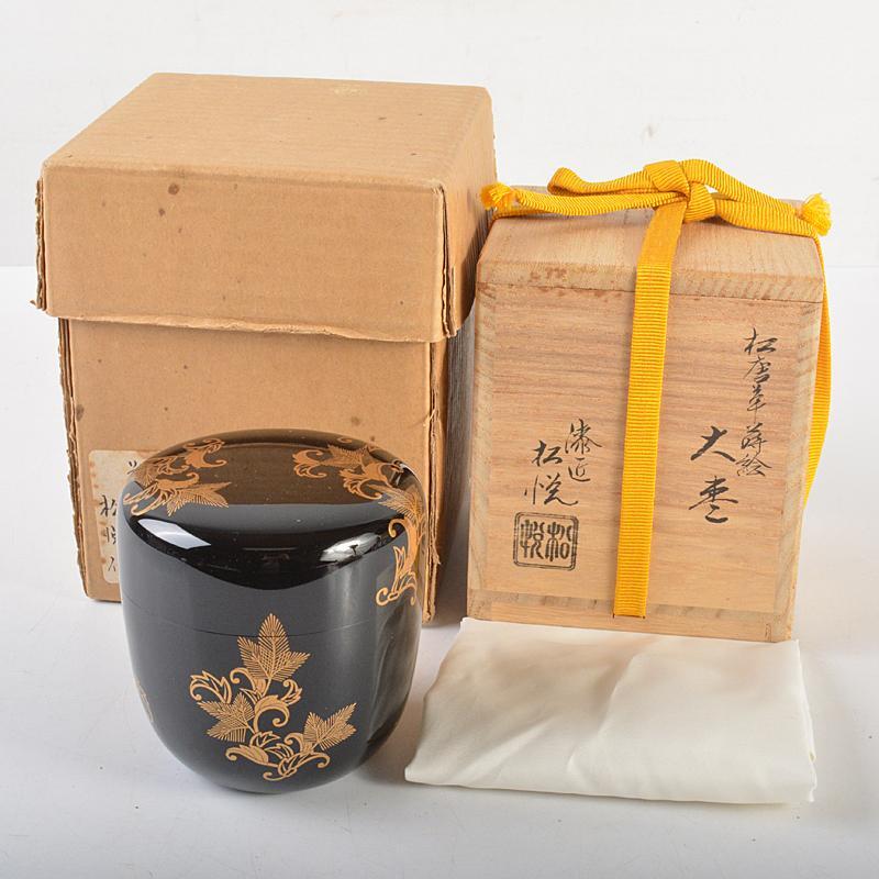 Natsume Tea Caddy Watanabe Shoetsu Pine Arabesque Makie w