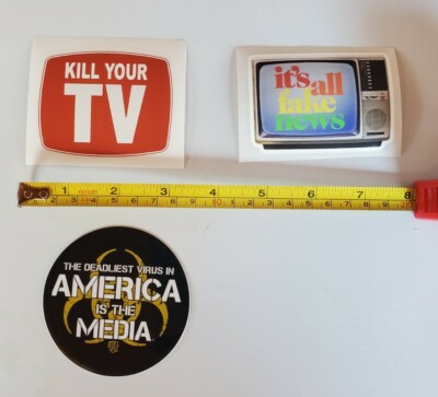 Kill Your Television   KILL YOUR TV stickers 3 PACK LOT FAKE NEWS MEDIA = VIRUS