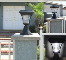 Luz de poste de puerta de valla solar de 1 paquete con 4 LED para madera albañil piedra ladrillo hormigón