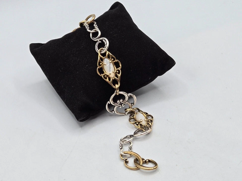 Pulsera Carolyn Pollack Relios Plata de Ley 925 Latón Madreperla Eslabones Foto 4 de 4