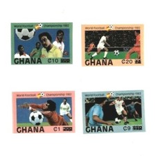 Ghana 1984 SC# 861,864,868,872 World Cup Soccer - Imperf Set of 4 Surcharged MNH