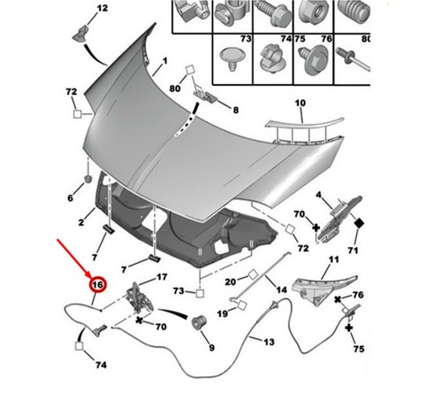 Für Citroen C5 C8, Peugeot 407, 807, Fiat Ulysse Motorhaube Auslösekabel 7938J1 - Bild 3 von 9