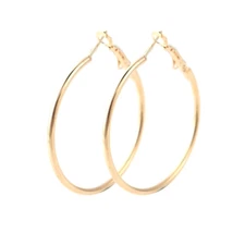 1.5 Inches Gold Tone Hoops Womens Juniors Round Hoop Fashion Pierced Earrings