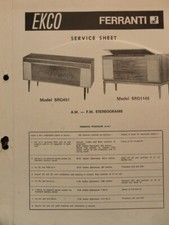 Ferranti Model SRG1145 Ekco SRG451 Record players Stereograms Service manual
