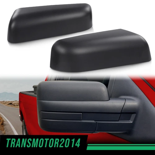 Pair Mirror Covers Primed Black Fit For 2009-2014 Ford F150 Left & Right Side 