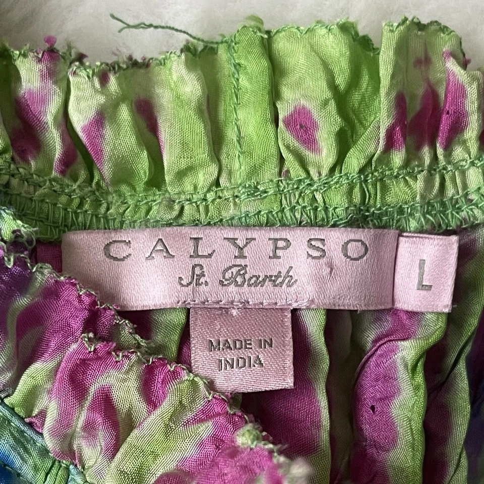 CALYPSO ST BARTH 真丝长裙多色连衣裙,尺寸 L — 第 3/4 张图片