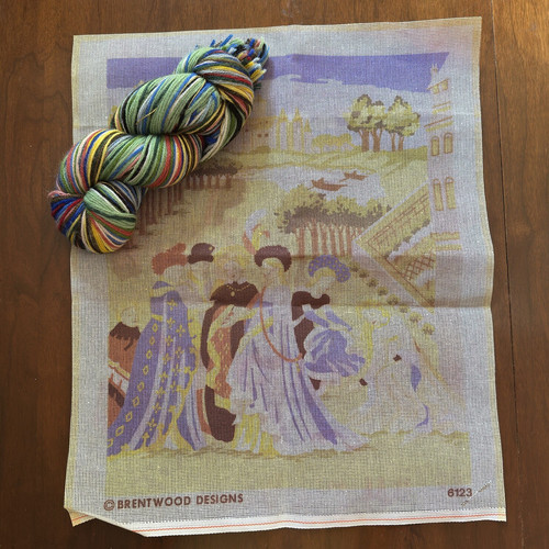 BRENTWOOD DESIGNS needlepoint kit 6123 - UNUSED women in medieval scene