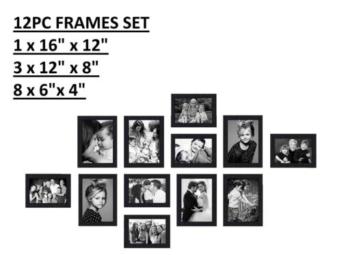 Set of 12 Sleek Black Picture Frames- Modern Home Decor- Gallery Wall Collection - Afbeelding 1 van 2