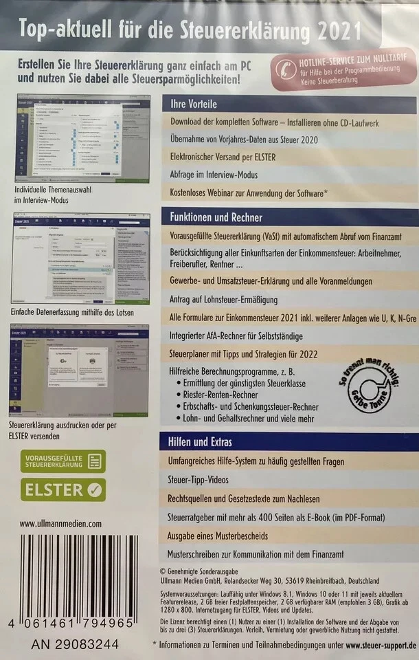 Steuer CD 2021 Einkommenssteuer Steuern Steuererklärung Steuerprogramm Aldi 21 - Bild 2 von 2