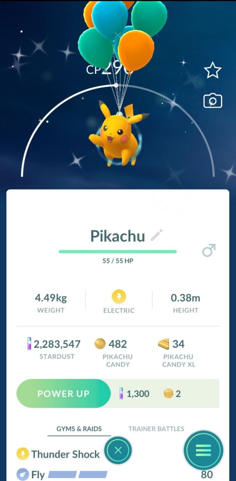 Pokémon GO Shiny Pikachu Flying With a 5-Shaped Balloon – Trade