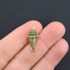 6 Seashell Charms Antique Bronze Tone 3D - BC931