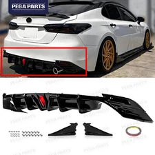 GLOSS BLACK GR STYLE REAR BUMPER LED DIFFUSER FOR 2018-2024 TOYOTA CAMRY LE XLE