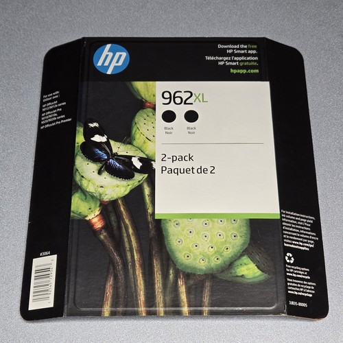 GENUINE OEM HP 962XL 2-PACK BLACK Ink Cartridges Expires 11/2023 - NEW SEALED