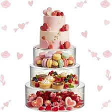 3 Pcs Acrylic Cake Stand with LED Lights 8'', 10'', 12'' Clear Fillable Cake