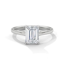 5.85 Carat Emerald Cut Lab Grown Diamond Sleek Band Ring 14K Fine Jewelry
