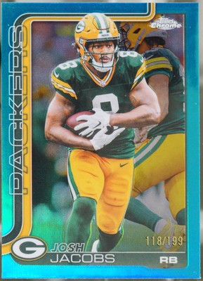 2025 Topps Chrome #110 Josh Jacobs Aqua Refractor /199 Football NM