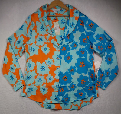 Never Fully Dressed Shirt Womens Size Large Blue Ally Oversized Button Up NWT