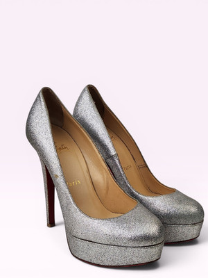 Christian Louboutin Bianca Heels Silber Glitzer Plateau Pumps EU 36,5 UK 3,5
