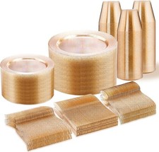 450 PCS Gold Glitter Disposable Dinnerware Set 75 Guests Plastic Plates Party