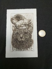 Ec Libris Katze Alt Groß Sehr Schön!