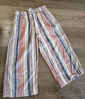 EUC Damen Small Petite Strand Mittagessen Lounge gestreifte Leinen/Baumwolle kurze Hose