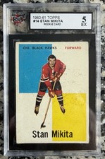 1960 TOPPS STAN MIKITA ROOKIE HOCKEY CARD #14 KSA 5 EX CENTERED HOF Blackhawks. rookie card picture