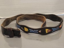 Vintage Black Mexican Woven Textile Southwestern Belt 44 No Buckle