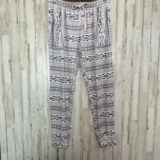 Jane and Bleecker Pajama Pants Small Pink Fair Isle Patch Pockets Soft Fleece