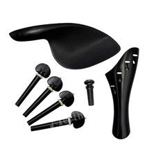 New Model 4/4 Violin ebony Fitttings Parts Tailpiece Chinrest Pegs Endpin