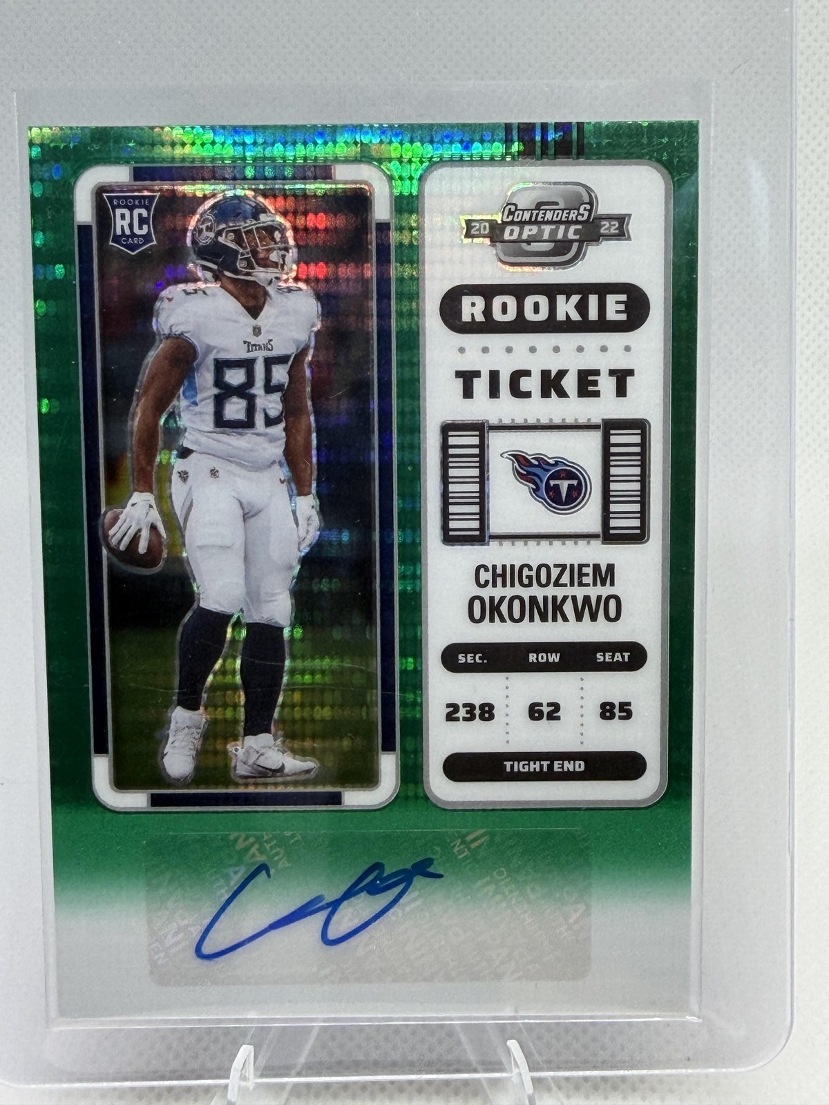 Chigoziem Okonkwo Panini Contenders Optic #151 Green Pulsar