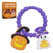 Halloween Baby Teething Toys, Pumpkin and Ghost Silicone Teether for 3-12 Mon...