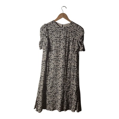 Whistles Midikleid UK 8 schwarz weiß Blätterprint Kleid Damen kurzarm