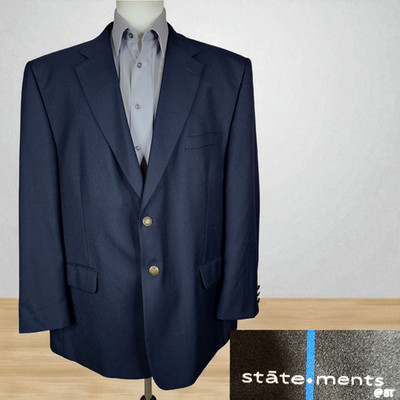 Statements Blazer Jacket Mens 50R Charcoal with Bronze Buttons Single Vented