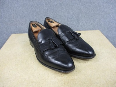 Vintage Johnston & Murphy Aristocraft Shoes Mens 9.5 D Black Tassel Loafers USA