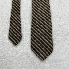 Vintage Woolcrofter By Wembly Brown Stripes Tie (3x55.5”) Wool Blend Made In USA
