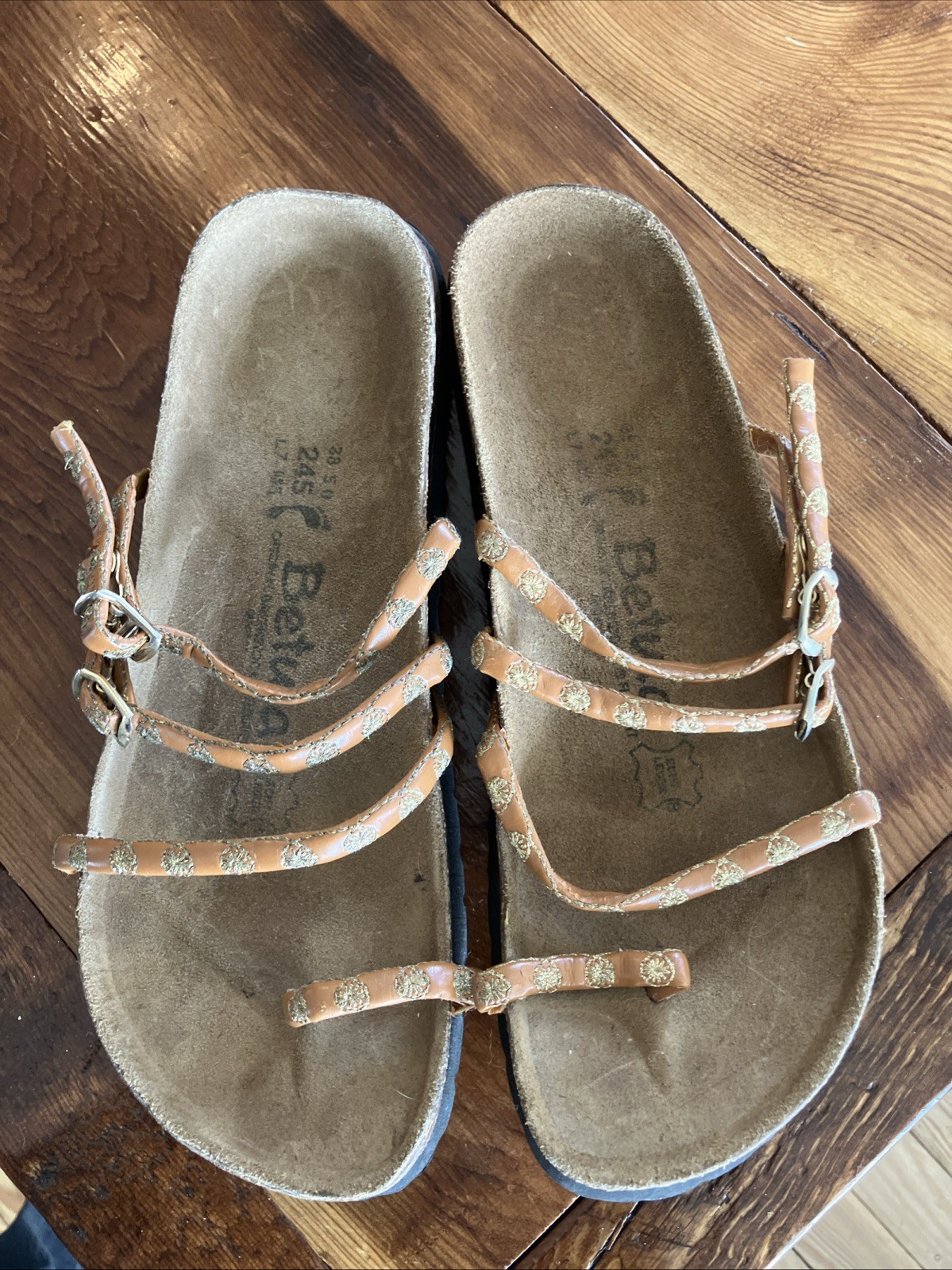 BETULA by Birkenstock  Brown Jeweled Leather Sandals WOMENS US 7/ EU 38 Shoes