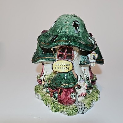 Vintage Kimberly Designs Mushroom House Ceramic Tea Light Candle Holder 2001