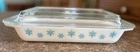 Vintage Pyrex Turquoise Snowflake Space Saver with Lid 1 1/4 Qt 548-B