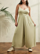 Urban Outfitters Sage Wide Leg Molly Cupro Culotte Jumpsuit Sz L