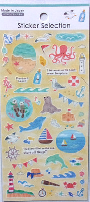 GAIA Pleasant Ocean Sea Masking Sticker Sheet Made in Japan Dolphin Otter