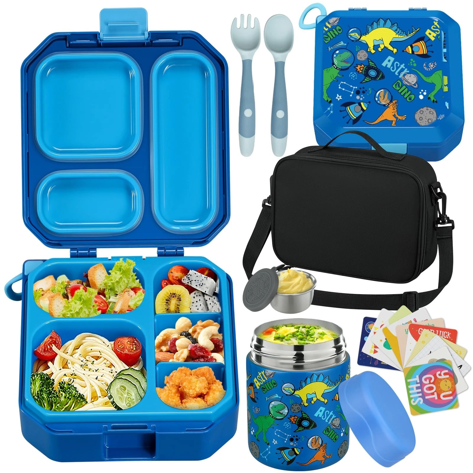 Bento Lunch Box for Kids with 12oz Soup Thermo Leak-Proof Lunch Food Containe...