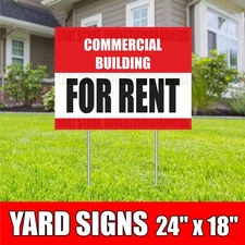 COMMERCIAL BUILDING FOR RENT Yard Sign with H-Stakes Space Leasing Sale