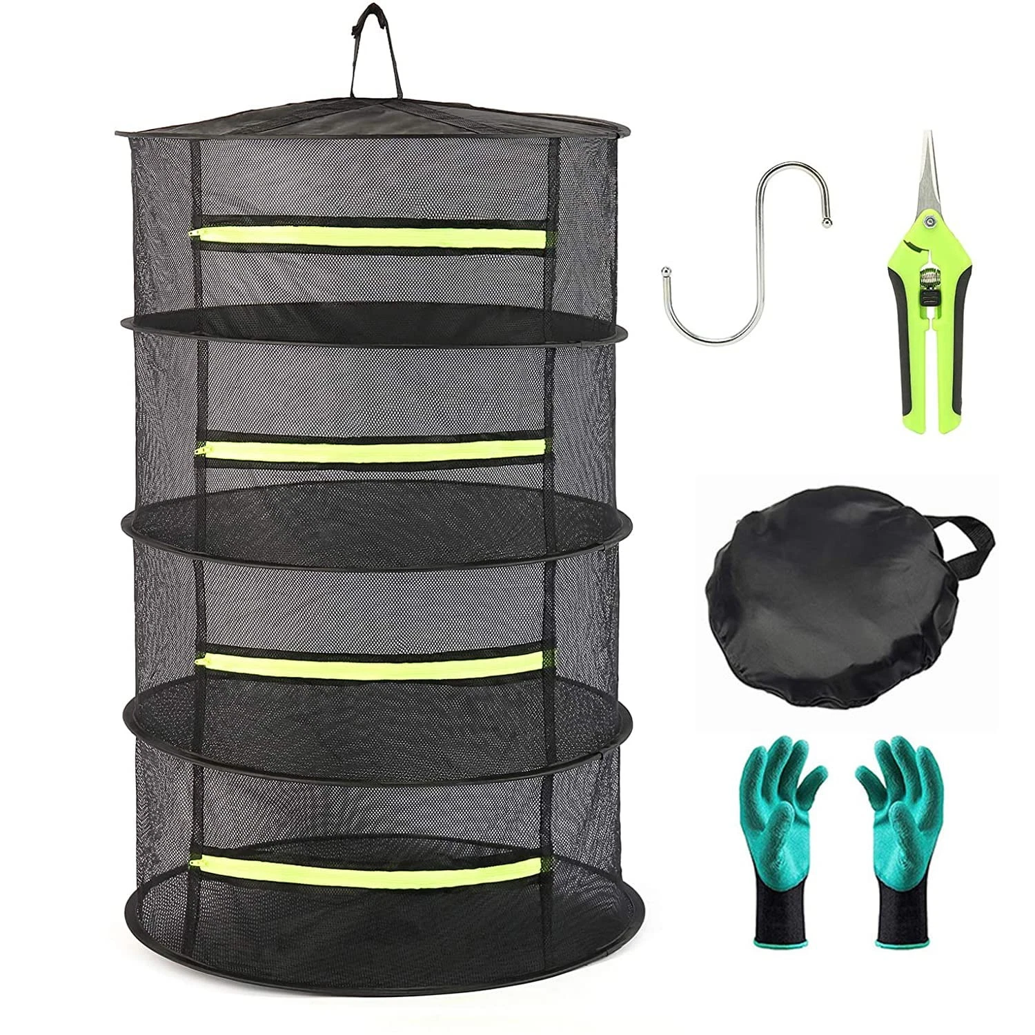 2ft 4Layer Herb Drying Rack, Collapsible Mesh Dryer with Gloves & Scissors
Opens in a new window or 