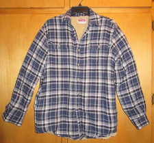 Wrangler Mens Sz Small Navy Plaid Flannel Sherpa Fleece Lined Shirt/Jacket