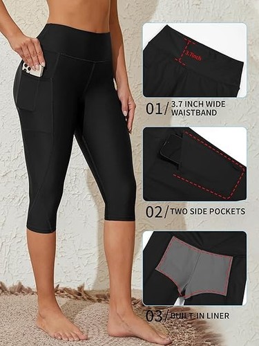 Attraco Women's High Waist Swim Bottoms Leggings Trousers Swimming Costume BNWT - Afbeelding 48 van 70
