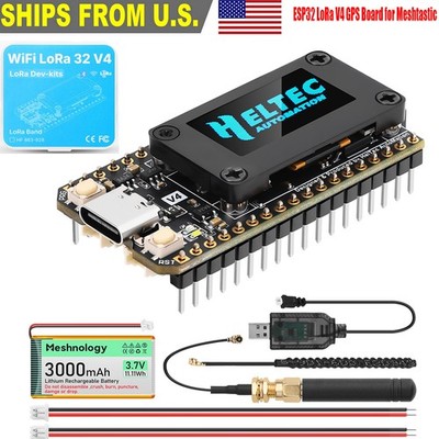 LoRa V4 ESP32 OLED GPS Board Heltec V4 +Antenna + Case + Battery for Meshtastic